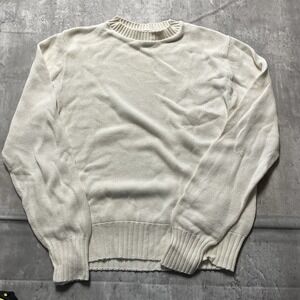 Flying Scotsman Mens Sweater Cream White Crew Neck Long Sleeve Cotton Size Small